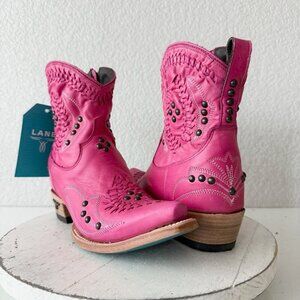 Lane COSSETTE Womens Cowboy Bootie 7 Hot Pink Leather Western Short Ankle Boots